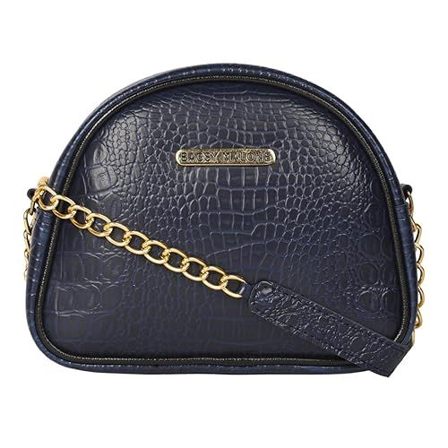 LADIES HANDBAG SLING BAG CROCO BLUE BMWSL0089BU