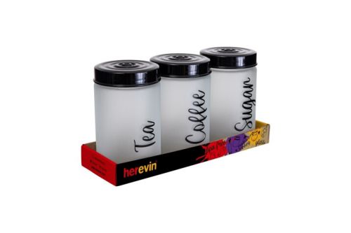 GLASS CANISTER DECORATED 3 PIECES SET 660ML 172441-420