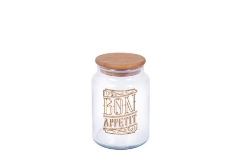 HEREVIN PRINTED GLASS JAR WITH BAMBOO LID 890CC 232005-267