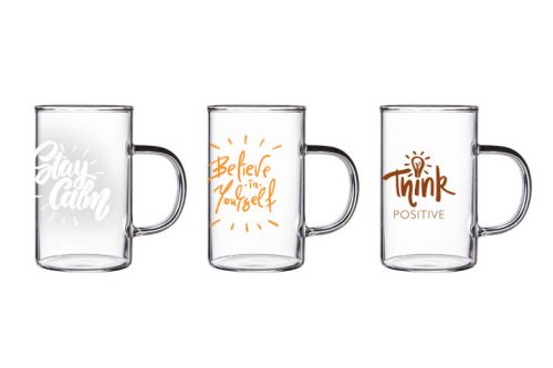 HEREVIN MUGS MOTIVATION 3 PIECES SET 200CC GLASS 180001-007