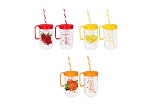 HEREVIN CUP WITH LID + STRAW PRINTED 660CC GLASS 111765-000