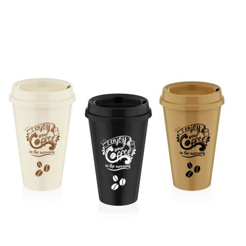 QLUX COFFEE CUP WITH LID 450ML PLASTIC L-00751