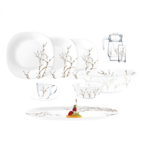 LUMINARC NEO CARINA HANA WHITE DINNER SET 46 PIECES SET OPAL N2314