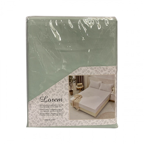 BEDSHEET SET 3PCS GREEN F-PANAMA-Q-3 L03-1909