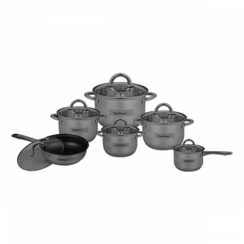 HAUS ROLAND COOKWARE 12 PIECES SET 2MM STEEL HR103-1 