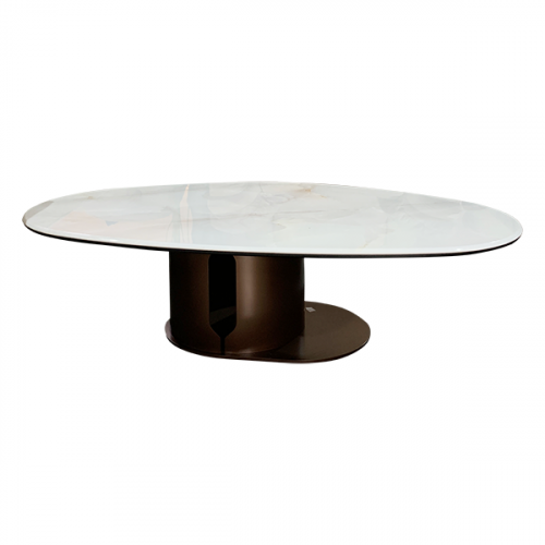 COFFEE TABLE GOLD MARBLE OVAL 1300X800 CN22853B
