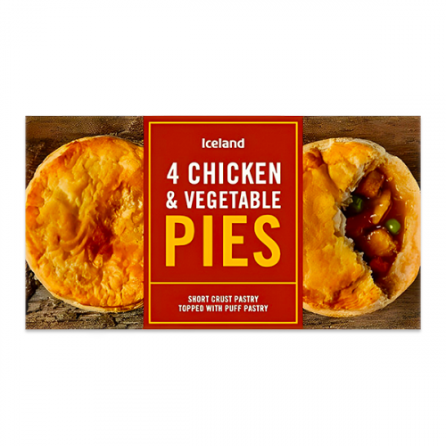 ICELAND 4PK CHICKEN & VEGETABLE PIES 568G