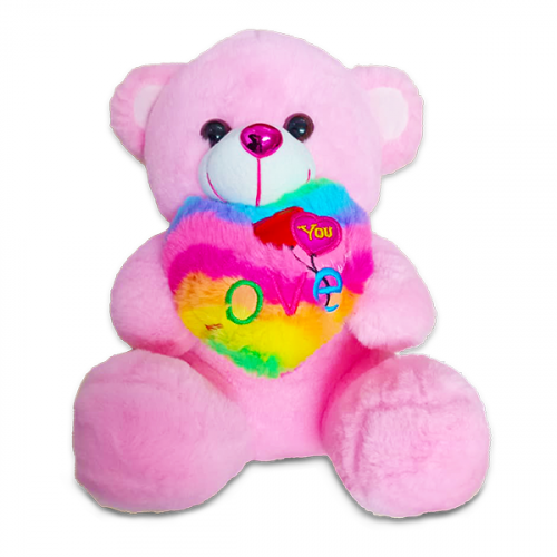 SOFT TOYS TEDDY BEAR WITH HEART 30CM MIX COLOUR VT