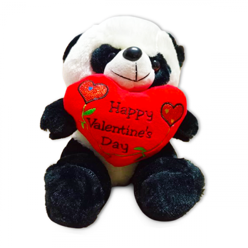 SOFT TOYS PANDA 25CM WITH HEART MIX COLOUR VT