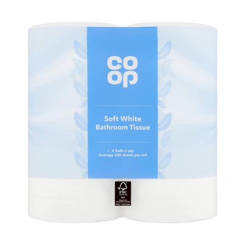 CO OP WHITE TOILET TISSUE 4 ROLL