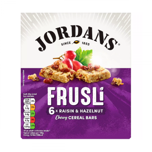 JORDANS FRUSLI RAISIN & HAZLENUT CEREAL BAR 180G 