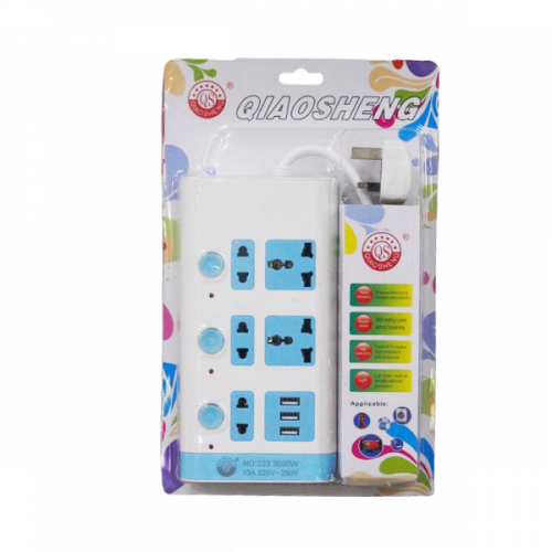 QIAOSHENG EXTENSION CORD 2WAY 3U MS 233+3USB-2M