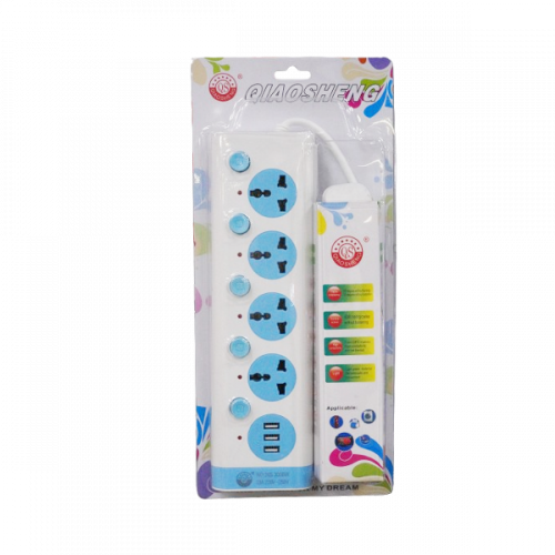 QIAOSHENG EXTENSION CORD 4WAY 3U MS 365+3USB-3M