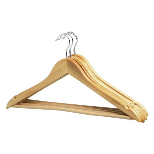 HANGER ANTI-SLIP WOODEN STAINLESS STEEL 5 PIECES SET BROWN