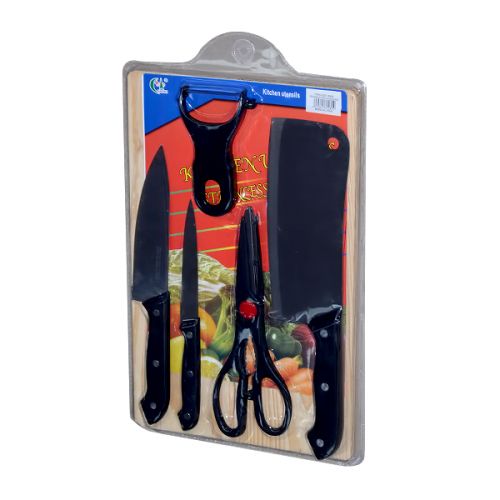KNIFE SET WITH WOODEN CHOPPING BOARD 6 PIECES SET 