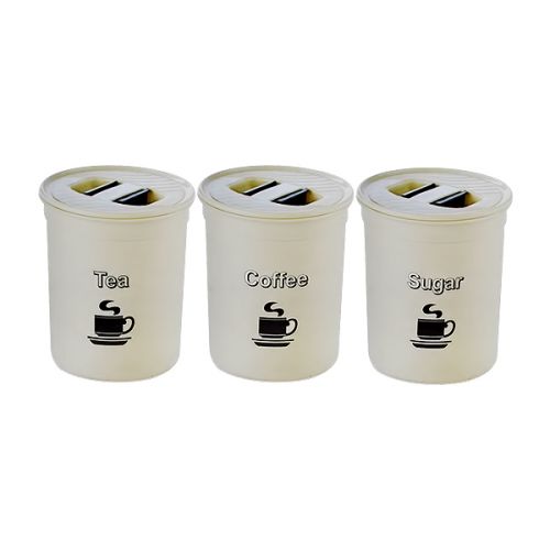 ASIAN ACCURATE SEAL CONTAINER 850ML SET 3PCS (TEA, COFFEE, SUGAR) MIXED COLORS