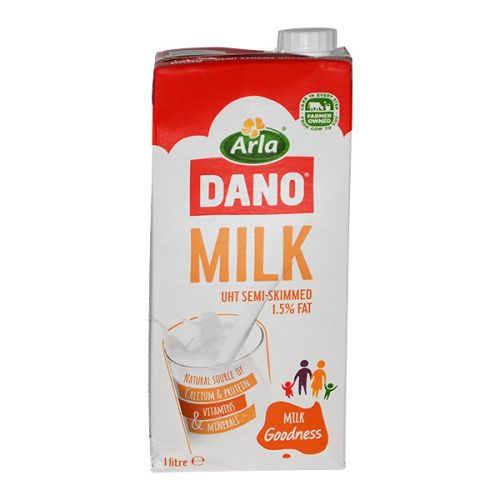 DANO MILK UHT SEMI SKIMMED 1.5% FAT 1L 