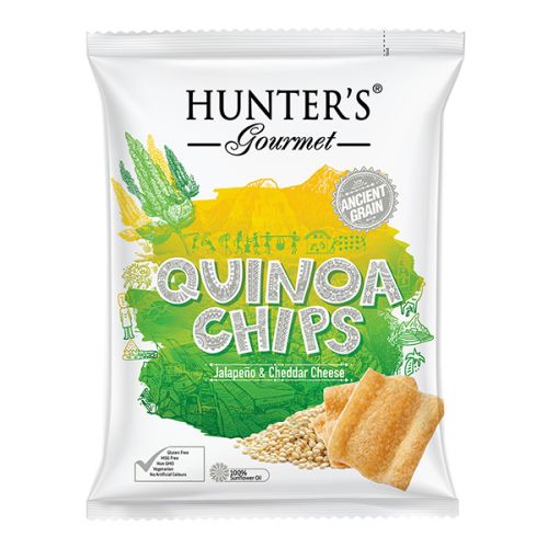 HUNTER'S QUINOA CHIPS JALAPENO & CHEDDAR 28G