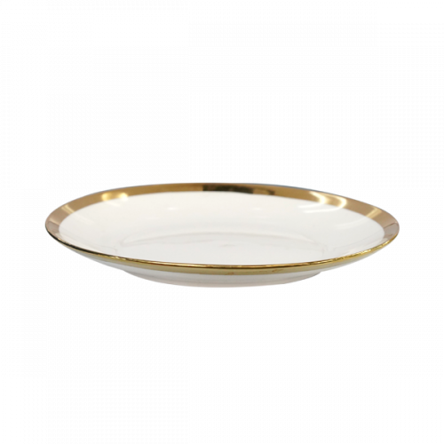 CERAMIC DESSERT PLATE WITH GOLD LINING  8"