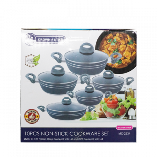 CROWNSTAR COOKWARE 10 PIECES SET WITH LID ALUMINIUM MC-2234