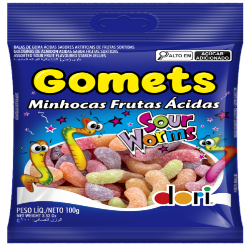GOMETS SOUR FRUIT WORMS 100G  