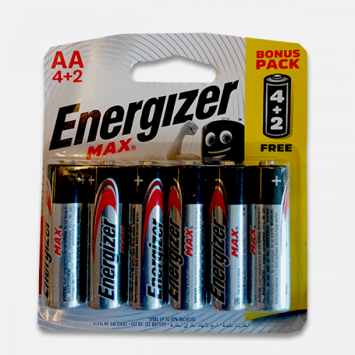 ENERGIZER BATTERY ALKALINE AA MAX 4 + 2 
