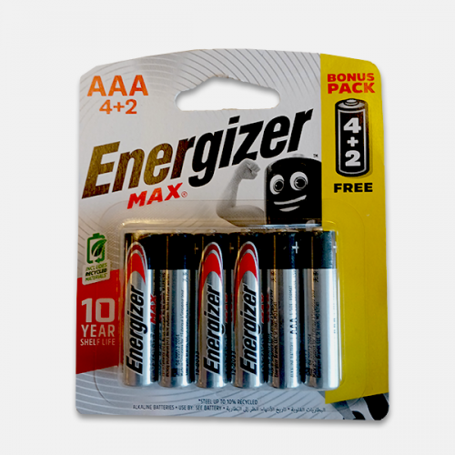 ENERGIZER BATTERY ALKALINE AAA MAX 4 + 2 
