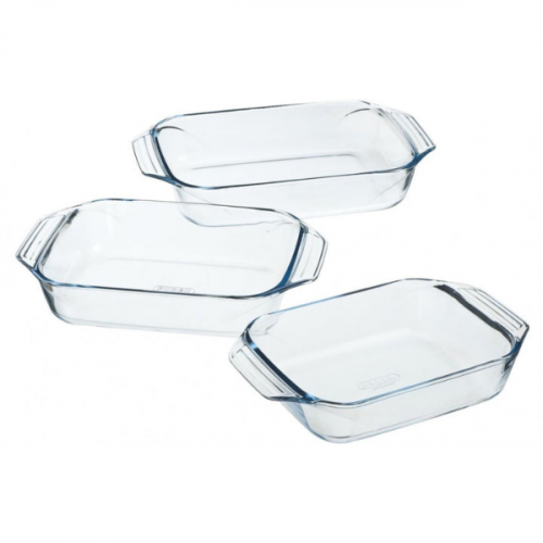 PYREX ROASTER RECTANGLE GLASS 3 PIECES SET 2L/3L/4L 912S734/7643