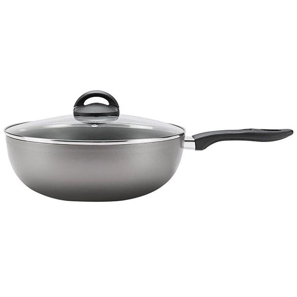 BRINOX WOK WITH LID 28CM NON-STICK SILVER