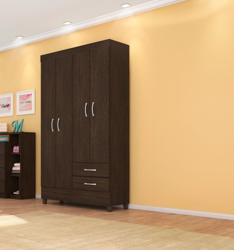 WARDROBE 4 DOORS 2 DRAWERS WOODEN EBONY TOUCH ASTRO 42860105