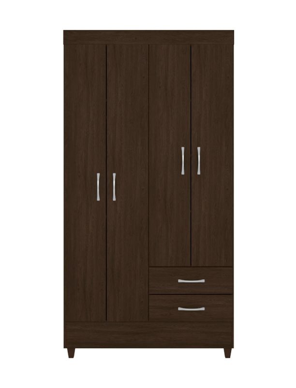 WARDROBE 4 DOORS 2 DRAWERS WOODEN EBONY TOUCH ASTRO 42860105